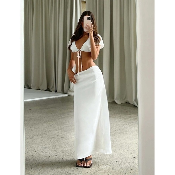 NEW! Tigermist- White Abriella Maxi Skirt And Tasia Deep Tie Top Set NWT - Picture 14 of 14